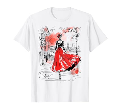 Parisian Night Stroll Art Romantic Women Paris T-Shirt