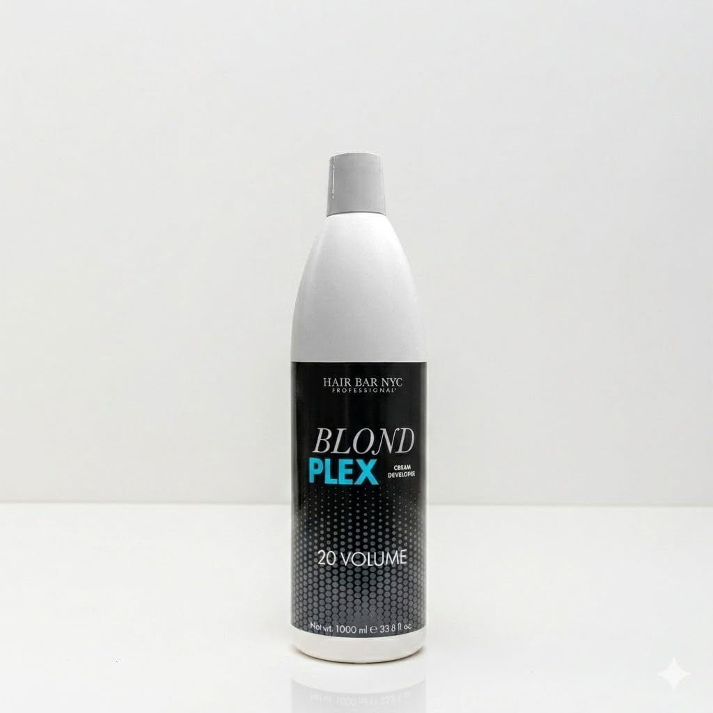 HAIR BAR NYC 20 Volume - Blond Plex Anti-Yellow Porfessional Lightening System for Charcoal Hair Bleach - Violet Developer with Plex, Reduce Brassy, Eliminates Orange Tones 33.8oz/1lt