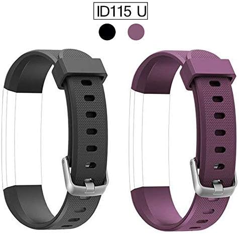 ID115U ID115UHR ID115U HR Replacement Bands, ID115UHR ID115U HR Fitness Tracker Bracelet Band Replacement, Adjustable Wristbands Smart Watch Straps with Fashion Charm Color, 2 Pack, Black Purple