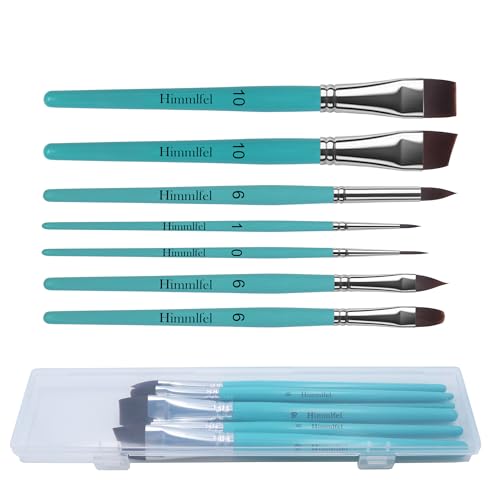 Himmlfel pennelli facciale per pittura, 7 pezzi pennelli per trucco per acrilico, acquerello, guazzo, pennelli artistici per cosplay, halloween, viso, pittura a tempera,nail art (Blu lago)