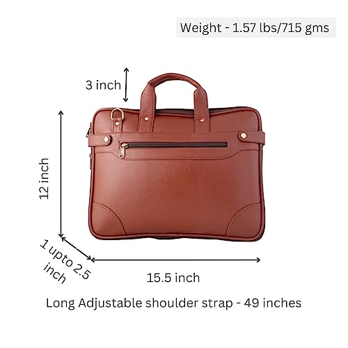 Mysa Coffee Brown Vegan Leather Slim Vintage Messenger Crossbody Satchel Shoulder Briefcase Sleeve Bag With Adjustable Strap For Office Work Travel Fits 14" Computer Laptop Tablet For Men Women #TOP3