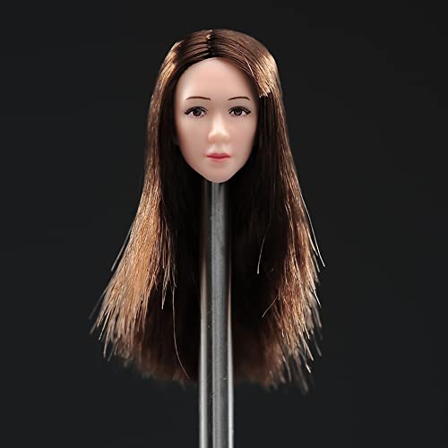 RoofWorld 1/12 Scale Female Head Sculpt,Europen Beauty Planted Hair Head Carved Carving for 6 inches Phicen TBLeague Action Figure Body