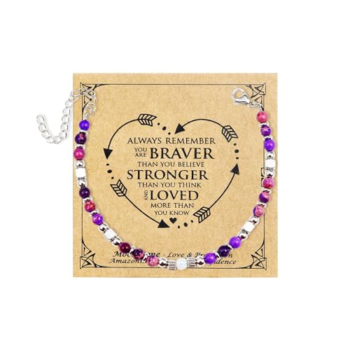 Image of COLORFUL BLING 2025 Graduation Gifts for Her /Women, Tiny Gemstone Graduation Bracelet,Natural Stone Beaded Stretch Bracelets,Adjustable Inspirational Bracelet with Meanningful Card
