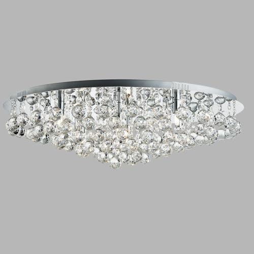 Searchlight Plafoniera Hanna Cromo Sfere Di Cristallo 80 Cm - 7