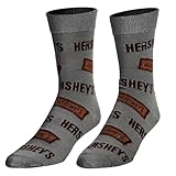 Crazy Socks – Hershey’s Milk Chocolate Bar Print Novelty Crew Socks – Size Large – Classic Candy Lover Gift Socks