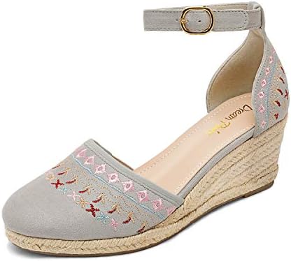 DREAM PAIRS Women’s Espadrilles Closed Toe Ankle Strap Dressy Platform Wedge Sandals