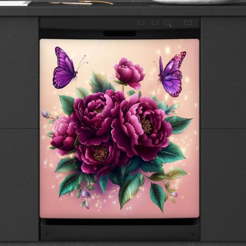 Panel frontal magnético para ocultar arañazos de lavavajillas con estilo floral 3