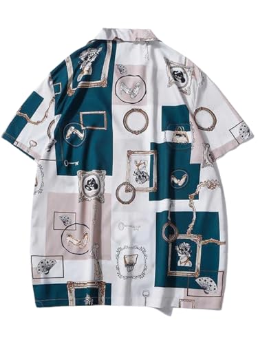 Image of GRECIILOOKS Men's Shirt - Summer Button Down Shirts || Half Sleeve Shirt for Man||Stylish Mens Casual Shirts||Formal and Comfort Rich Printed Shirt`s for Mens
