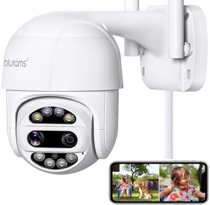 blurams Security Camera Outdoor, 3MP Dual-Lens Wi-Fi Outdoor Camera, 360° PTZ Cameras for Home Security w/Motion Tracking, Two-Way Talk, 2K Color Night Vision, IP66 Weatherproof