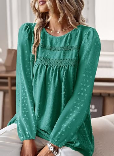 Image of Falechay Womens Tops Flowy Boho Dressy Casual Lace Cute Long Sleeve Shirts