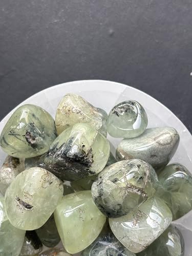 Image of Tumbled Stones, Natural Crystal Healing Stones, Home Office Decor, Aquarium Decorative Pebbles, Vase Fillers (Prehnite, 100)