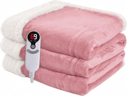 Minervada Electric Heated Blanket Full Size 72"x84", Pink