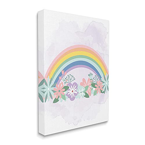 Stupell Industries Tropical Florals Under Playful Rainbow Kids' Illustration, Designed by Kim Allen Canvas Wall Art, 30 x 40, White