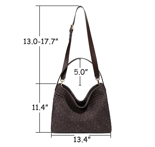Bolso de hombro de gamuza tejido para mujer miniatura 2