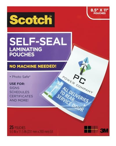 Pochettes plastiques 3M LS854-25G au format Letter transparentes pour documents lot de 25