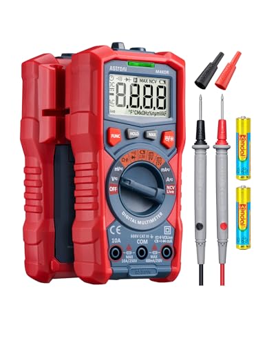 AstroAI Multimètre Numérique TRMS 4000 Points NCV, Testeur Electrique Professionnel, Ohmmètre Voltmètre Automatique, Testeur de Tension AC/DC, Courant...