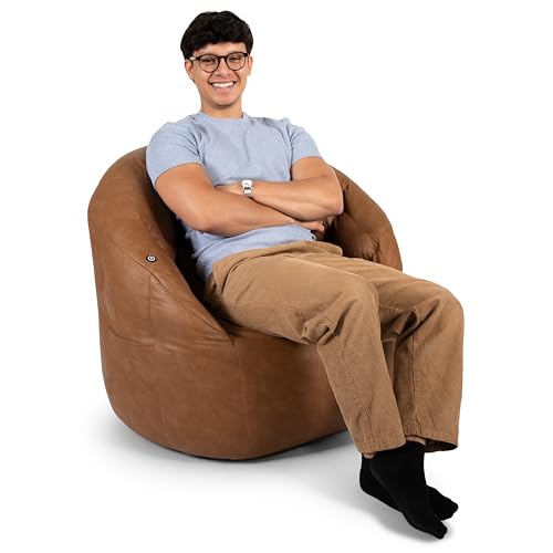 Big Joe Milano Beanbag Chair with Vibe Caramel Montana Leather