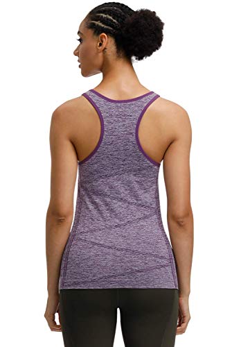 Women's Summer Yoga Tank Tops Racerback Stretchy Activewear Yoga Shirts Quick Dry Running Tops Sports Gym Workout Tops (Purple, Medium) - Thumbnail 4