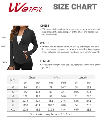 We1Fit Women'S Upf 50+ Sun Protection Jacket Zip Up Hoodie Lightweight Shirts For Workout Black thumb #6