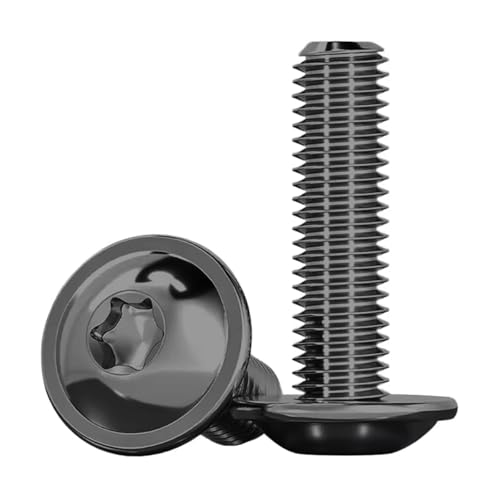 Drenky 20 Pièces M6x25mm Vis à Tête Plate Avec Collerette Noir Vis Torx ISO 7380-2 à Collerette Acier Inoxydable A2 V2A De Filetée, Filetage Complet