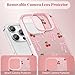ZTOFERA for iPhone 14 Pro Max Case,Cute Pink Ribbon Bow Tie Planet Star Floral Aesthetic Phone Case,Trendy Slim Hard IMD Shockproof Protective Bumper Phone Cover for Women Girls,Cherry