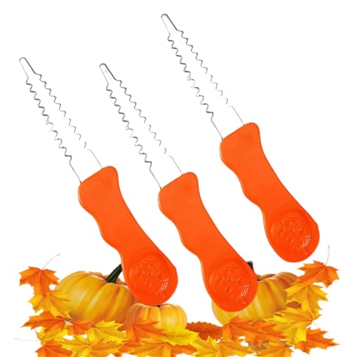 ANDES 3PCS Pumpkin Carving Kit - All-in-One Kids Stainless Steel Double-Side Sculpting Tool Kit for Halloween Decoration Gift
