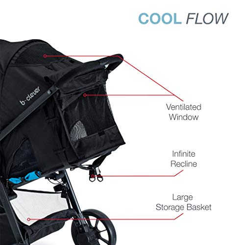 Britax B-Clever Compact Stroller, Cool Flow Teal - One Hand Fold, Ventilated Seating Area, All Wheel Suspension #TOP3