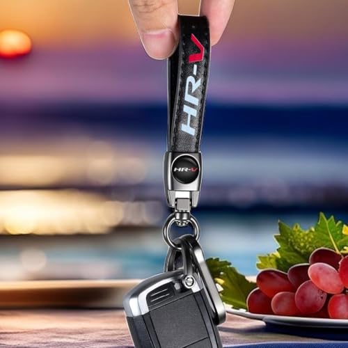 Image of HUIANTS Black Leather Car Keychain Metal Car Keyring Compatible with Honda HR-V Accessories,Keychain Keyring Family Present for HRV Owners(for HRV)
