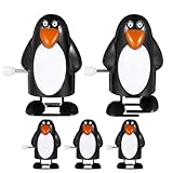 STOBOK Christmas Wind Up Toys, 5Pcs Clockwork Penguin Walking Toys Santa Stocking Stuffers Party Favors for Christmas Ornaments and Birthday Decorations
