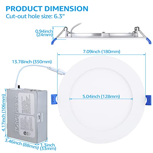 Torchstar Essential Series 6 Inch Ultra-Thin Led Recessed Lighting, 2700K/3000K/3500K/4000K/5000K, Cri 90+, 15W Dimmable Slim Panel Downlight, Etl & Energy Star, Pack Of 6 #TOP4