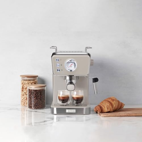 HADEN Barista Brew Espresso Coffee Machine, Stainless Steel Espresso Maker with Milk Frother and Steamer Function and 1.5L Water Tank, Putty & Copper by HADEN - Used condition - Image 9