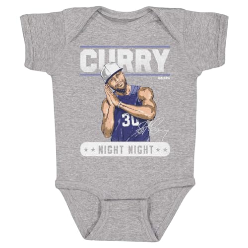 500 LEVEL Steph Curry Baby Infant One Piece Bodysuit (6M, Heather Gray) - Steph Curry Golden State Night Night WHT