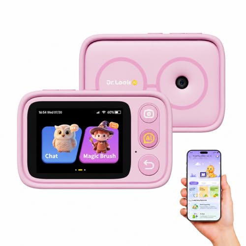 AI Learning Camera for Kids, AI Digital Camera, Smart Kids Camera with Object Recognition, Voice Chat, Creative Art, 5 Languages, Low-Blue Light Touch Screen, 4G & WiFi, Learning Toy for Boys Girls