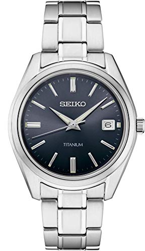SEIKO Titanium Black Dial Men's Watch SUR373