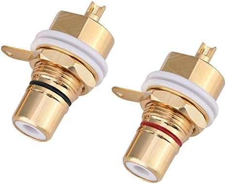 Tosuny RCA Socket, 2 Pcs Copper RCA Jack Female Chassis Connector for Amplifiers, Solder type, RCA Panel Female Mounting Gold Plated Terminal Socket Audio Connector