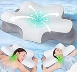 Hypuno Nackenstützkissen Orthopädisch, Ergonomisches Kopfkissen gegen Nackenschmerzen, Höhenverstellbares Memory Foam Schmetterlingskissen mit kühlendem Bezug für Seiten-, Rücken- und Bauchschläfer