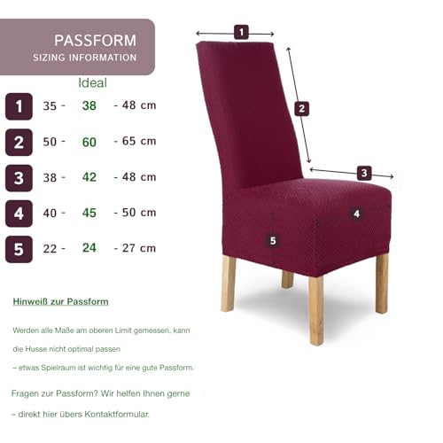 Housse de chaise en flanelle extensible Luna-Long rouge par 2