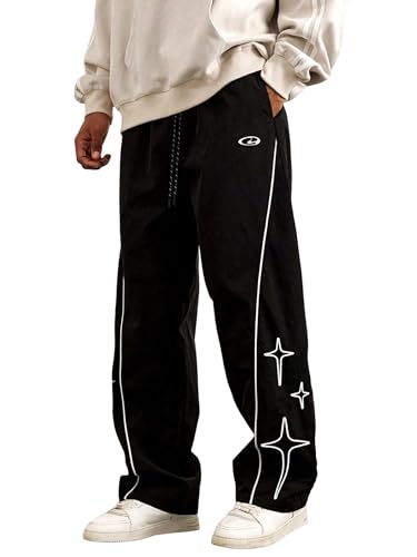 ZAFUL Mens Stripe Casual Pants Straight Leg Y2K Sweatpants Baggy Track Pant