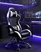 GTPLAYER Gaming Chair for Adults, Ergonomic Computer Gaming Chair with Footrest, Height Adjustable, 90-155° Recline & Removable Headrest Lumbar Support, Snow White