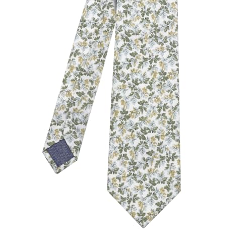 Image of Cotton Floral Ties for Men 2.76 inch Men's Skinny Tie Linen Flower Printed Neck Tie for Wedding Dating Party