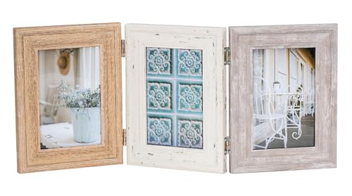 levandeo Fotoaufsteller 3 Fotos 10x15 MDF Holz Natur Shabby Chic...