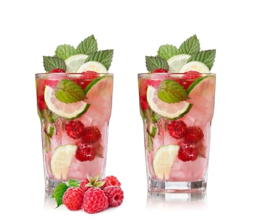 Image of 300ml Clear Glass Tumbler, Highball Drinking Glasses for Cocktails, Juices, Iced Tea, Milkshakes,Coke, Soda (2, 300ML)