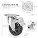 5 Inch Swivel Caster Wheels, Casters Set of 4 Heavy Duty, Locking Industrial Casters with Brake, Polyurethane Swivel Top Plate Caster Wheels for Furniture and Workbench Cart,Black