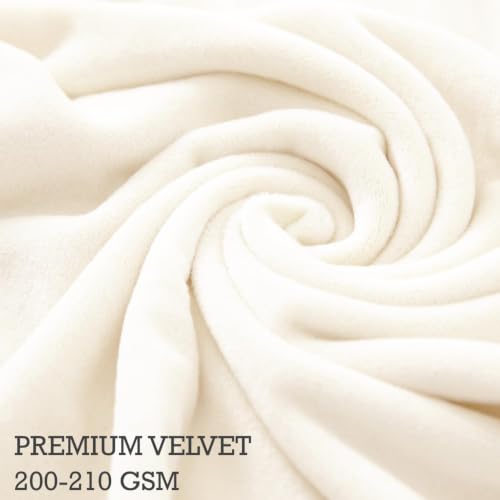 Image of HOKIPO 210 GSM Premium Velvet Stretchable Wingback Chair Cover, Beige (NEW-AR-4761-BGE)