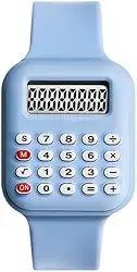 Relógio de pulso digital: Relógio multifuncional com calculadora matemática e função de tempo para estudantes, escritório, Natal, Azul