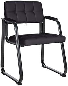 CLP Besucherstuhl gepolstert ergonomisch Canada, mit Armlehne und Stoffbezug, Metallgestell matt schwarz, bis 120 kg belastbar | Farbe schwarz
