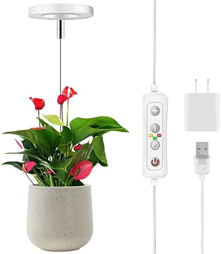 ROMSTO Grow Lights for Indoor Plants, LED Full Spectrum Plant Light for Indoor Plants, Height Adjustable Grow Light with 10 Dimmable Brightness, 8/12/16H On/Off Timer, Ideal for Small Plants，1 Pack