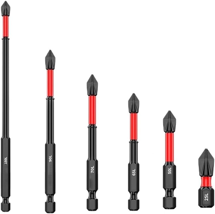Screwdriver Set Cross Bit High-Strength Electric Drill Screwdriver Head 25/50/65/70/90/150mm 6-Piece Set Screw Driver Set Kit,Juego De Destornilladores,Magnetic Screwdriver Set
