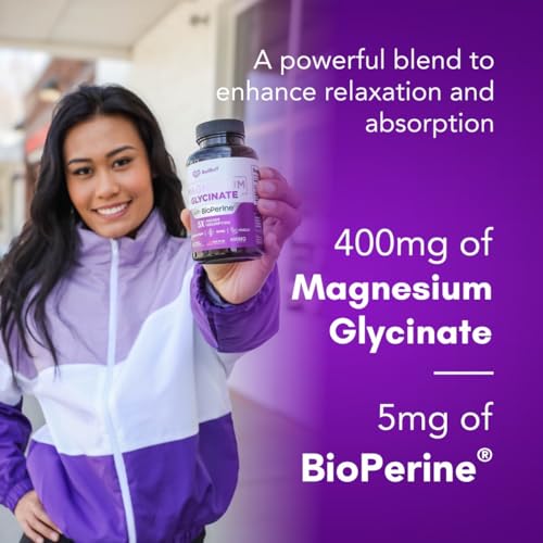 Image of Pure Magnesium Glycinate 400mg - 5X Higher Absorption - Support Stress Relief, Sleep, Bone Health - 100% Chelated - Pure Magnesium Supplement for Women and Men- 90 Veggie Capsules