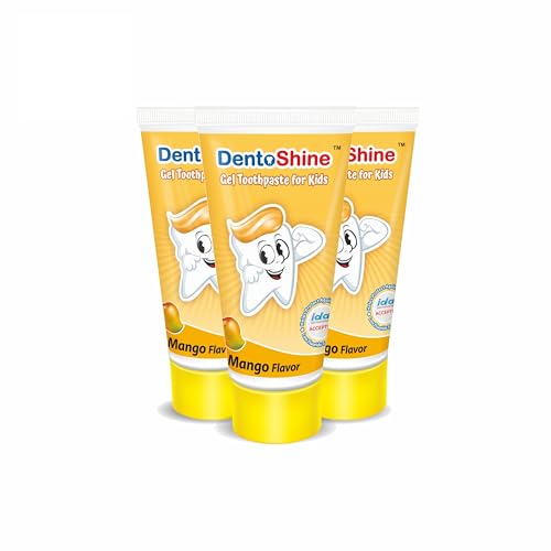 Image of DentoShine Gel Toothpaste for Kids | Pack of 3 (3, Mango) | IDA Accepted